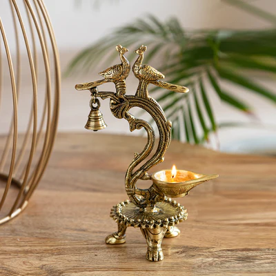 Hand-Cast Brass Bird & Bell Traditional Hanging Chime